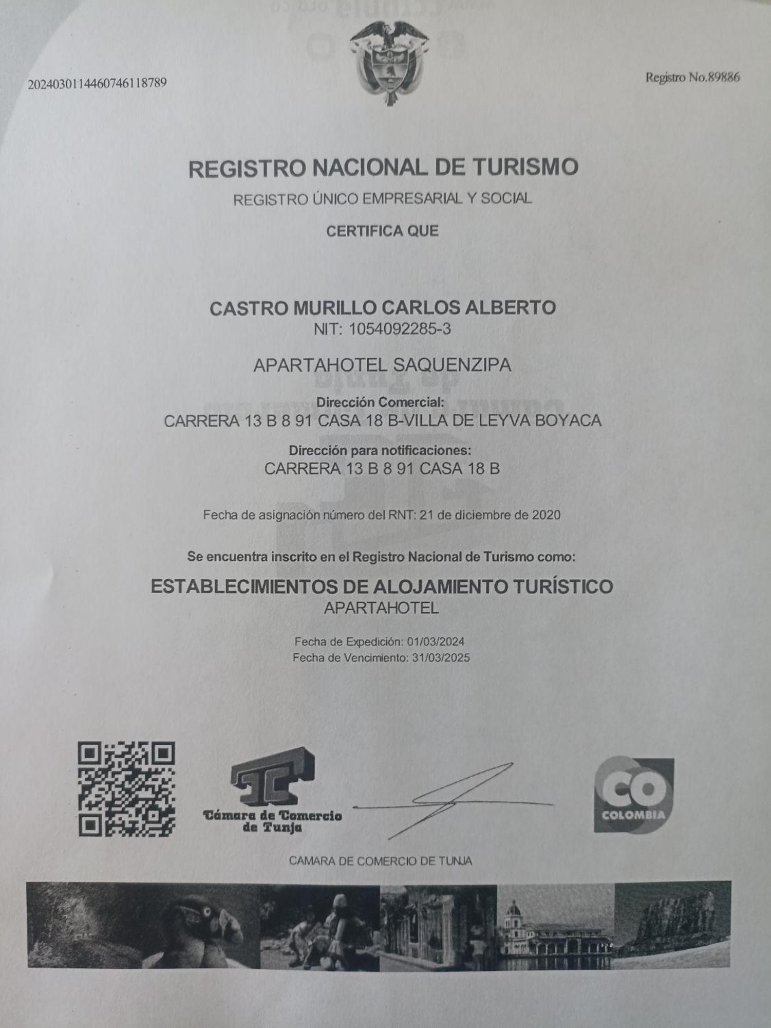 Apartahotel Saquenzipa Villa de Leyva Zewnętrze zdjęcie